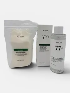Anua heartleaf 77% smoothing toner + anua cotton pads